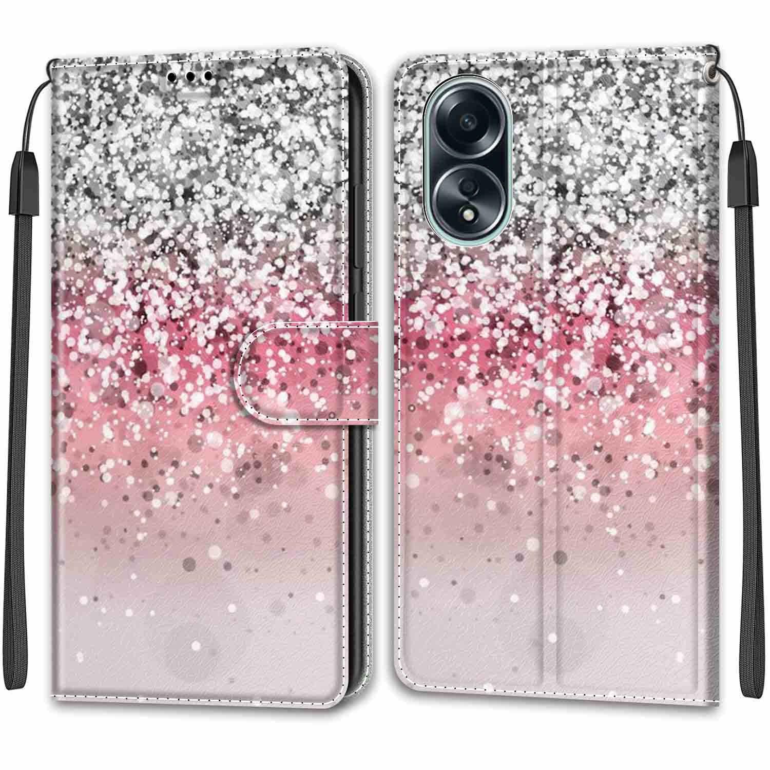 for Oppo A58 4G Case, PU Leather Wallet Book Flip Folio Stand View Cover Pouch Compatible with Oppo A58 4G Phone Case - Starlight