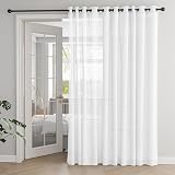PONY DANCE Extra Wide Window Net Curtain 120W x 84L Linen Look Eyelet Top view 5