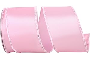 Reliant Ribbon 92575W-061-40F Satin Value Wired Edge Ribbon, 2-1/2 Inch X 10 Yards, Pink