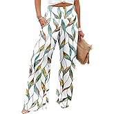 JZC Women's Palazzo Lounge Pants Casual Wide Leg Pants High Waist Flowy Toursers with Pockets