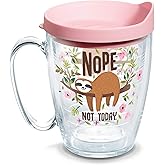 Tervis Sloth Nope Not Today Made in USA Double Walled Insulated Tumbler Travel Cup Keeps Drinks Cold & Hot, 16oz Mug, Classic