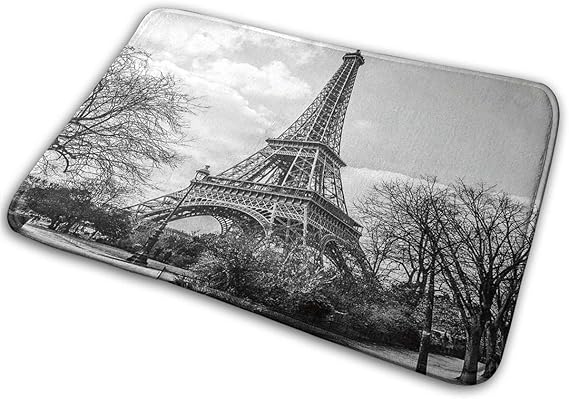 Monochrome Torre Eiffel, antideslizante, lavable a máquina, tapete para