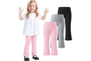ZUEMET 3 Pack Baby Girls Flare Leggings Toddler Bell Bottoms Pants Infant Girl Soft Cotton Clothes Size 18M-5T