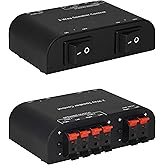 Xtrempro 61048 2 to 4 Way Speaker Switch, 1 in 2 Out to 1 in 4 Out Way Pair Stereo Speaker Selector W/Terminal Clamps Metal Non-Slip Box - Black (1 x 2 Way)