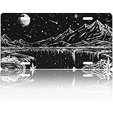 CTVSLFU Front License Plate Cover – Aluminum Metal Car Accessory, Rust-Proof Novelty Vanity Tag Decor for Men & Women, 6x12 with 4 Holes - Starry Sky Mountain 010