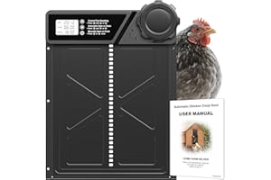 CHAMUTY Large Automatic Chicken Coop Door, Aluminum Automatic Chicken Door with Manual & Timer Mode, Anti-Pinch & Battery Powered, LCD Display Chicken Door for Chickens, Ducks, and Geese