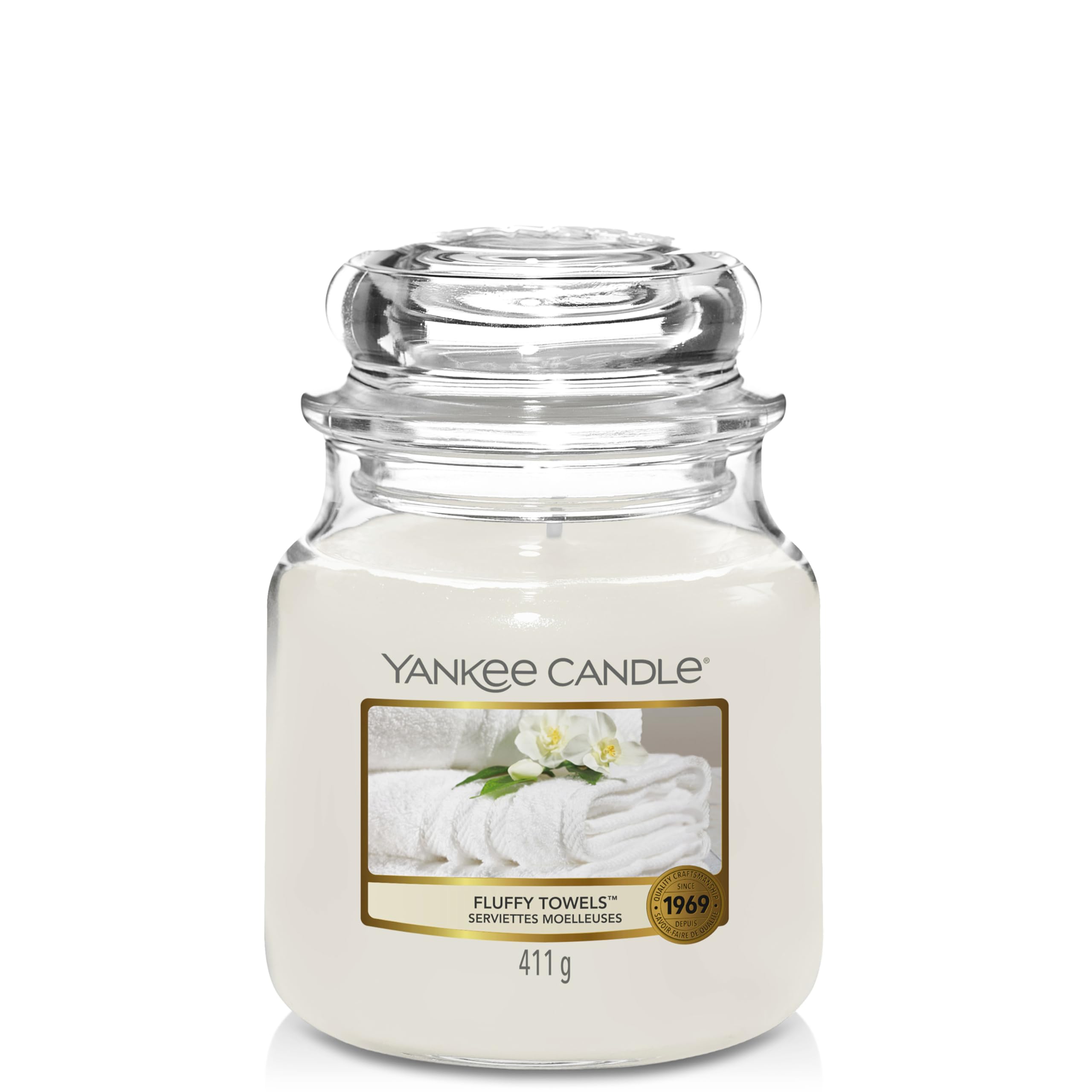 Yankee Candle Scented Candle | Fluffy Towels Medium Jar Candle | Burn Time: up to 75 Hours — image 1