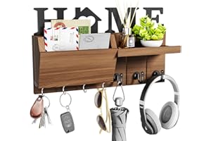 HapiRm Key Holder Wall Mount - Layered Mail Organizer for Categorized Storage, Decorative Key Rack Hanger for Wall with 7 Hoo
