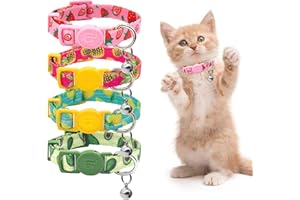 azuza 4 Pack Cat Kitten Collar Breakaway with Bell Quick Release Safe Buckle Adjustable Cat Kitten Collar