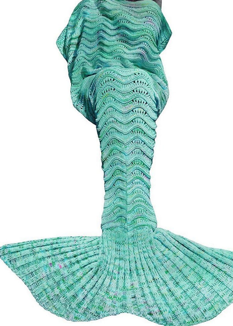 Umeicool Mermaid Blanket Sofa Blanket Air Conditioning Blanket Four Seasons Sleeping Bag for Adults (green)