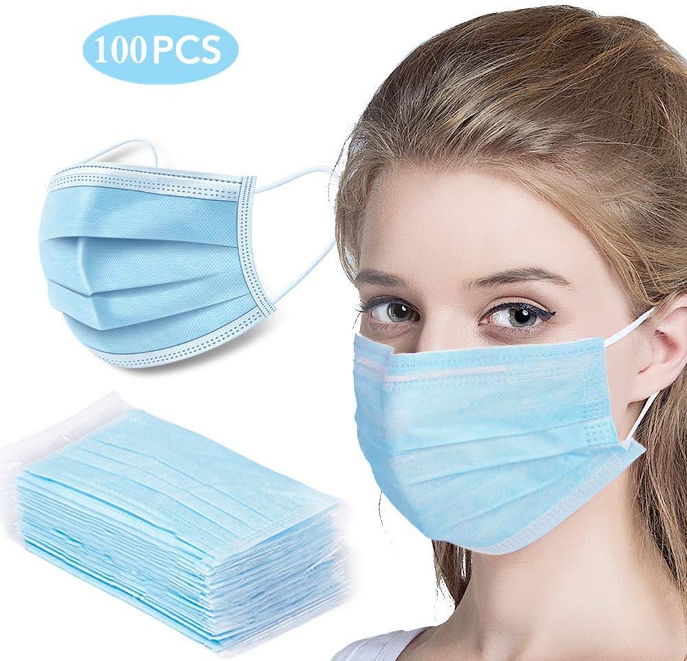 100pcs Disposable Fcae Másks Cover, Thick 3-Ply Comfortable Earloop Face Mouth M a s k for Dust Protection, Breathable Anti Dust Safety Másk Cover for Gérms Coroná Virùs Coronávirus Flù