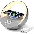 FUNFOR Bluetooth Alarm Clock, Sunrise Simulation Wake Up Night Light, 15W Fast Wireless Charging Alarm Clock for Bedroom, 10W Bluetooth Stereo Sound Speaker, USB Charger Port