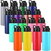 Sunnyray 16 Pcs Aluminum Water Bottle Bulk Reusable Sports Bottle with Snap Lids Multipack Vacuum Water Flask for Travel Camping, Picnics, Gym, Hiking, Cycling, Fishing(Multicolor,20 oz)
