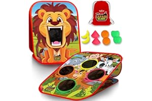 Swooc Games® - Safari Sling™ | 2-in-1 Bean Bag Toss Game for Kids | 5-Second Setup Kids Cornhole Game Set | Outdoor Toddler Activities | Backyard Party Games | Corn Hole Set Toddler Bean Bag Toss