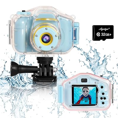 Agoigo Kids Waterproof Camera Toys for 3-12 Year Old Boys Girls Christmas Birthday Gifts Kids Underwater Sports Camcorder Camera HD Children Digital Action Camera 2 Inch Screen with 32GB Card (Blue)