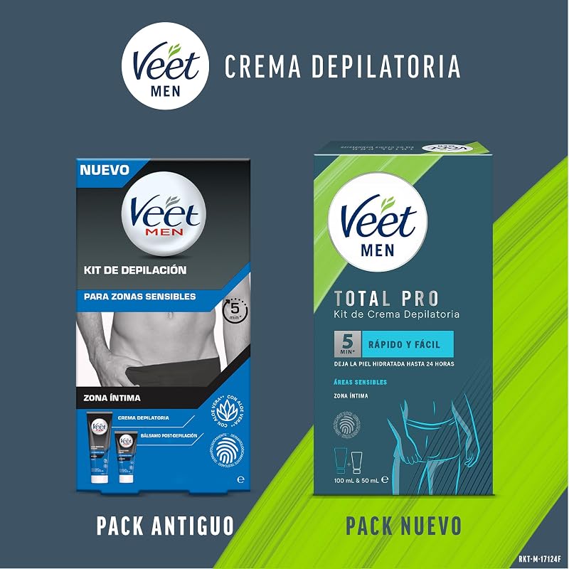 Men Kit de Depilación para Zonas Íntimas del Cuerpo, Crema Depilatoria Hombre y Bálsamo Post-Depilación, Color Gris, Juego de 2 piezas