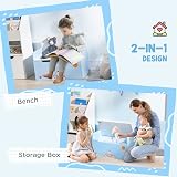ZONEKIZ Kids Bedroom Furniture Set - Bed, Toy Box, Storage Unit - Blue view 6