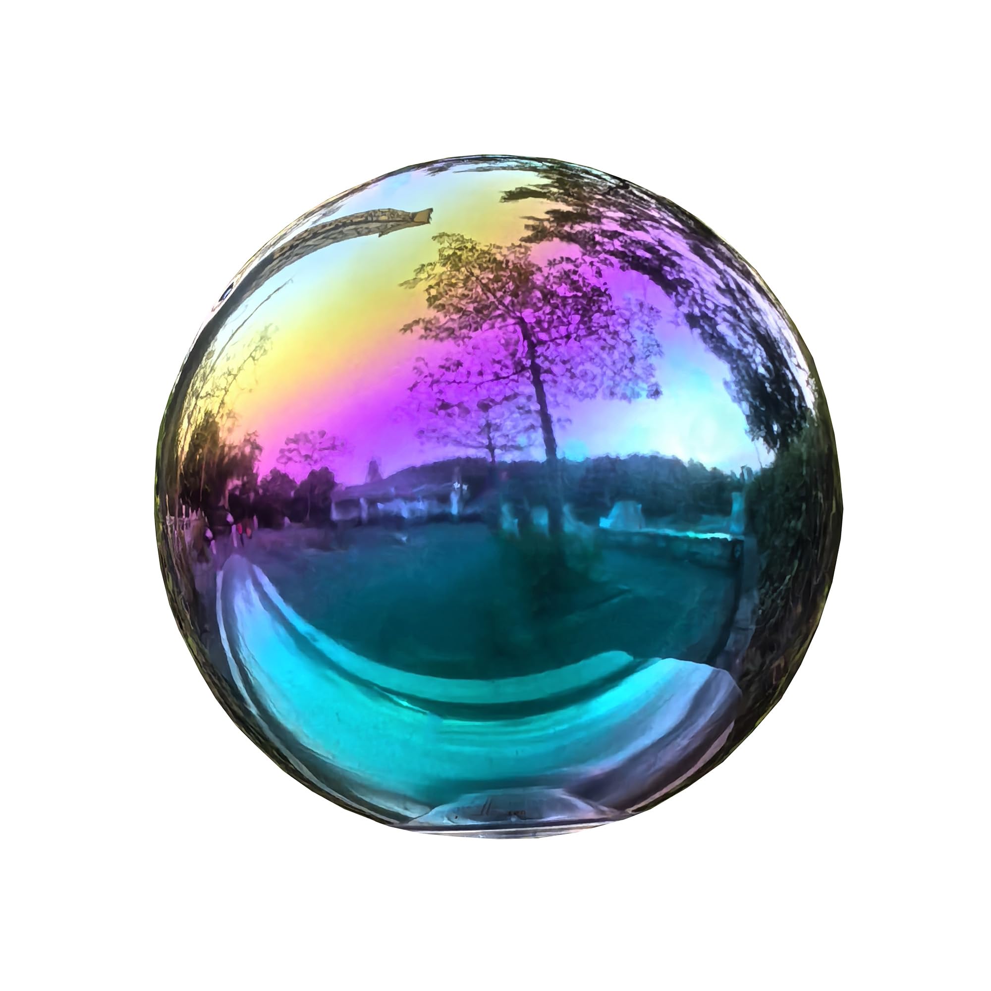 Pangmao 200mm Rainbow Stainless Gazing Ball Garden Sphere Mirror Decorative Balls Reflective Gazing Globe for Shiny Home Garden Ornament Decorations (8 Inch)