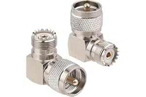 XRDS -RF PL259 UHF Male to PL259 UHF Female Right Angle Connector SO239 90 Degree RF Coax Adapter Connectors Pack of 2