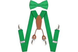 Topbuti Kids Boys Suspenders Bowtie Sets Adjustable Suspenders and Pre-tied Bow Tie with 4 Strong Metal Clips for Boys Girls