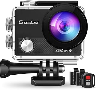 Crosstour CT9000 Action Cam Unterwasserkamera (4K 20MP WiFi Unterwasser 40M Wasserdicht Helmkamera Fernbedienung)