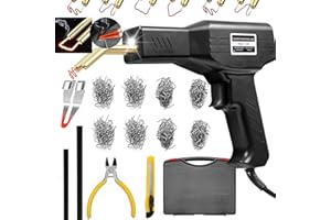 VTSHENY Plastic Welder,2 in 1 Plastic Welding Repair Kit with 1000pcs Hot Staples,2pcs Plastics Welding Rods,knife,Plier, Hot Staples Weld Gun Repair Kit for Car Bumper And Most Plastics(Black)