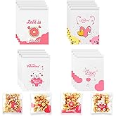 Valentines Cellophane Treat Bags, 100 Pcs Valentiens Candy Bags, Plastic Self-adhensive Valetine Gift Bag Clear Cookie Goodie Snack Bag for Birthday Wedding Valentine's Day Holiday Party Supplies