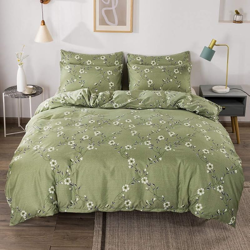 Loussiesd Flowers Bedding Set White Floral Duvet Cover 1 Pillowcase Single