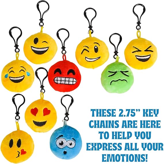 Amazon Kicko ぬいぐるみ 絵文字キーホルダー 24個 12種類の顔 賞品 パーティーの記念品 男の子と女の子向け ぬいぐるみ おもちゃ
