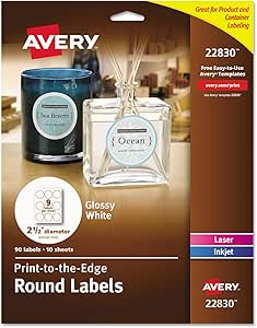 Amazon.com : Avery Round Labels for Laser & Inkjet Printers, 2.5