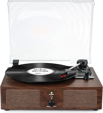 Udreamer Vinyl Player Turntable with Built-in Speakers Bluetooth 3 Speeds