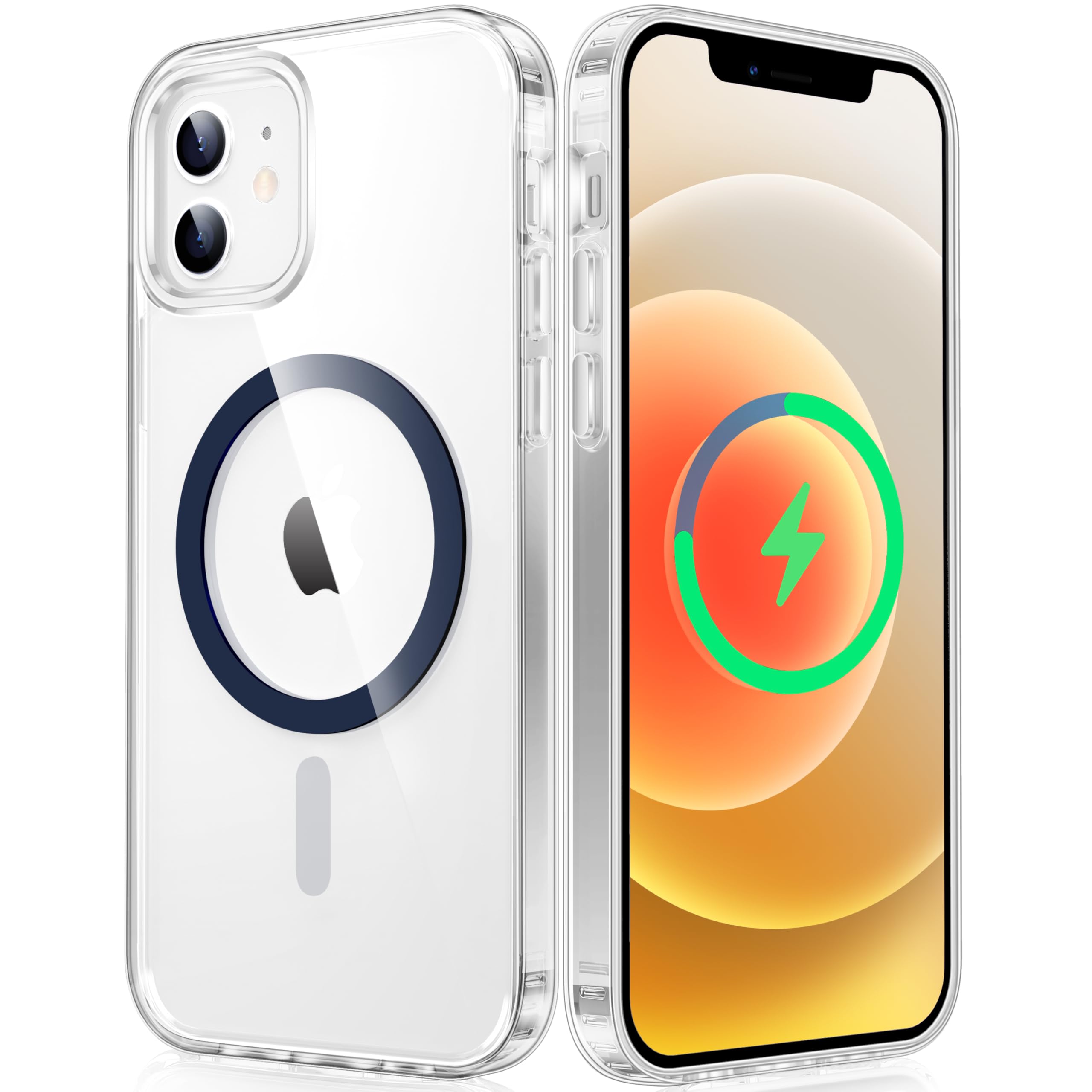 Photo 1 of FNTCASE for iPhone 12 Clear Case: for iPhone 12 Pro Magnetic Military Grade Drop Protection Anti Yellowing Cell Phone Cover - Rugged Durable Shockproof Protective Bumper
