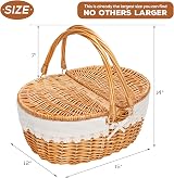 ZORMY Wicker Picnic Basket with Removable Liner Cream view 5