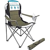 Internet's Best Padded Camping Folding Chair | Outdoor | Green | Sports | Cup Holder | Comfortable | Carry Bag | Beach | Quad