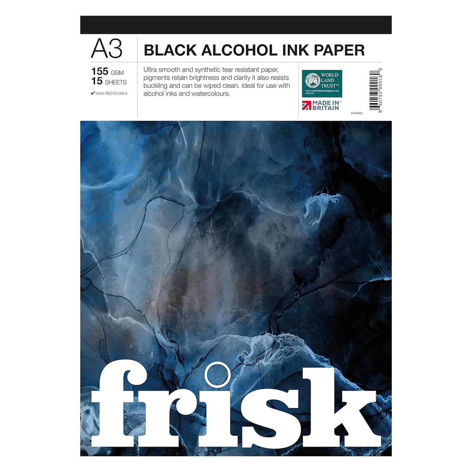 Frisk Black Alcohol Ink Paper Pad 155gsm 15sheets A3 (23156003)