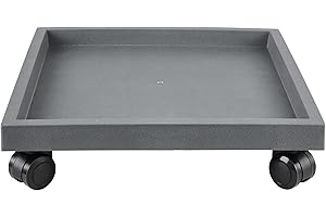 NAZKAEN 9.8 Inch Square Rolling Plant Caddy Saucer with Wheels, Heavy Duty Wheeled Planter Stand for Potted Plant, Coaster Roller Base Tray with Casters, Flower Pot Dolly Holder for Indoor Outdoor