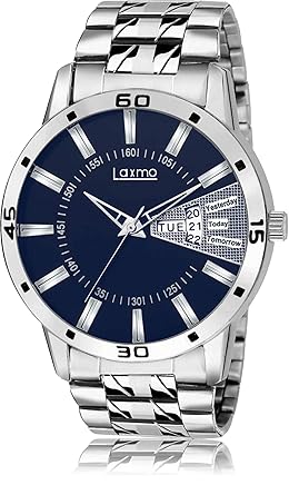 Pramukh Festive SeasonsDay and Date Special Feature Round Dial High Quality Series Analogue Blue Dial Silver Stainless Steel Strap Casual & Fashion Wrist Watch for Men & Boys | LR-102