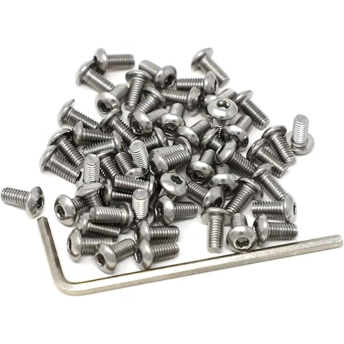 iExcell 100 Pcs M3 x 6 mm Stainless Steel 304 Hex Socket Button Head Cap Screws Bolts Kit, Thread Pitch 0.5 mm