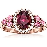 Ross-Simons 1.30 Carat Rhodolite Garnet and .10 ct. t.w. Pink Tourmaline Ring With .20 ct. t.w. White Zircon in 18kt Rose Gold Over Sterling