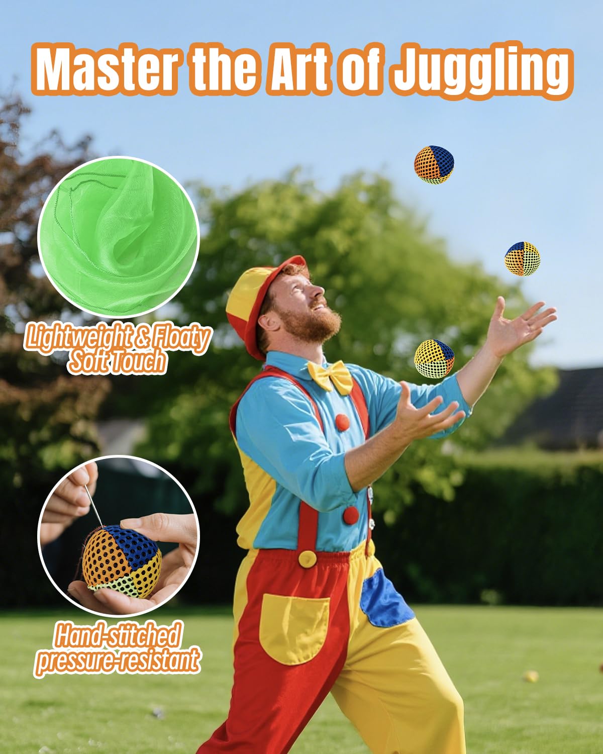 Juggling Starter Set of 3 Juggling Balls 3 Scarves 3 Rings Perfect for Developing Motor and Juggling Skills