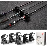 VEYWANE Fishing Rod Racks for Boat/Wall/Truck Bed, 3-Poles Storage Holders with Rubber Band Clips