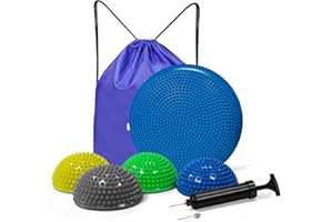 Wobble Cushion Set for Balance Training - Disc Plus 4 Pods, Board With Pump, Inflatable Stepping Pads