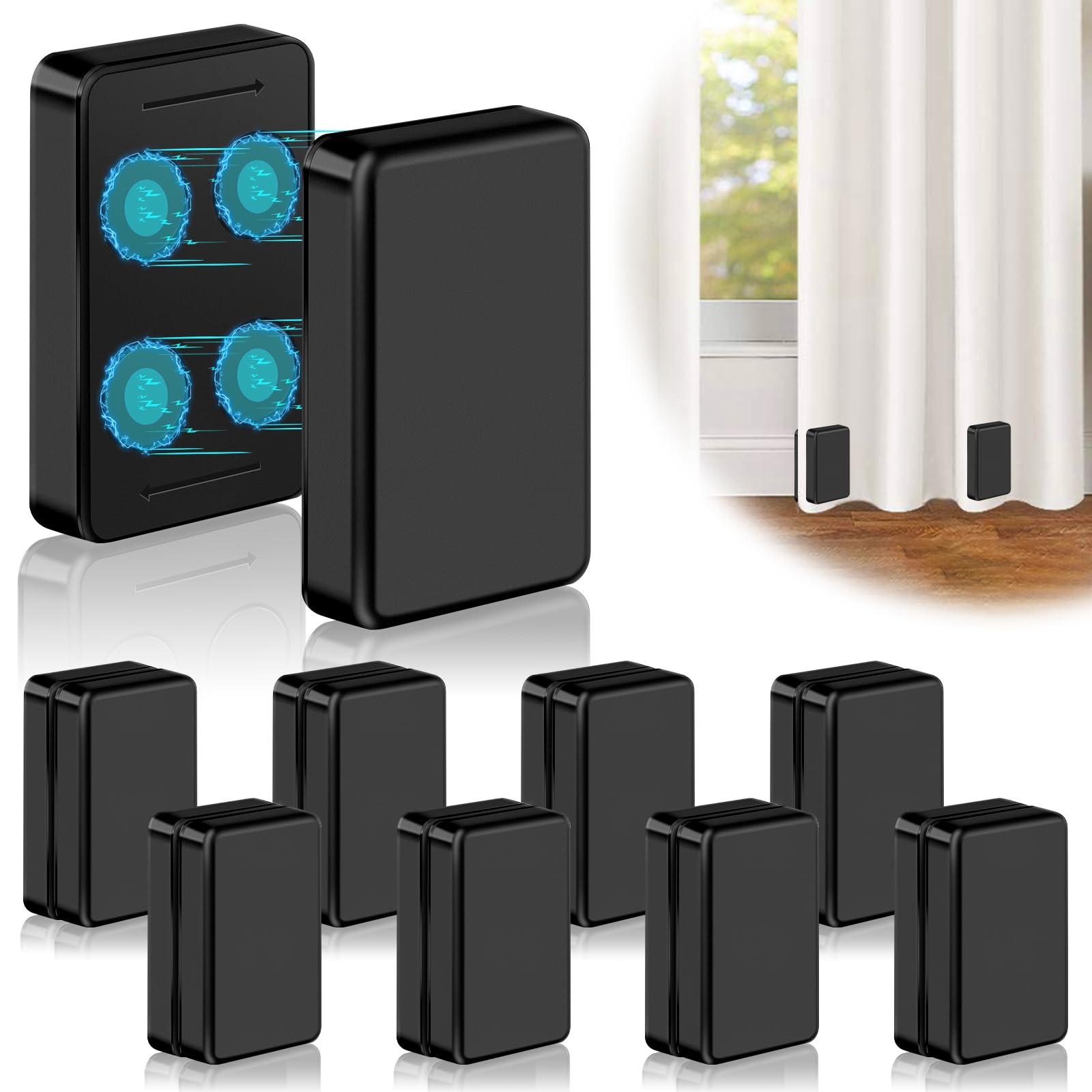Photo 1 of 16 Pcs Outdoor Curtain Weights, 8 Pairs Upgrade to Heavier Magnetic Drapery Weights, Plastic Wrapped Waterproof Curtain Magnets for Home Decor, Outside Curtain, Tablecloth, Patio, Shower Curtains