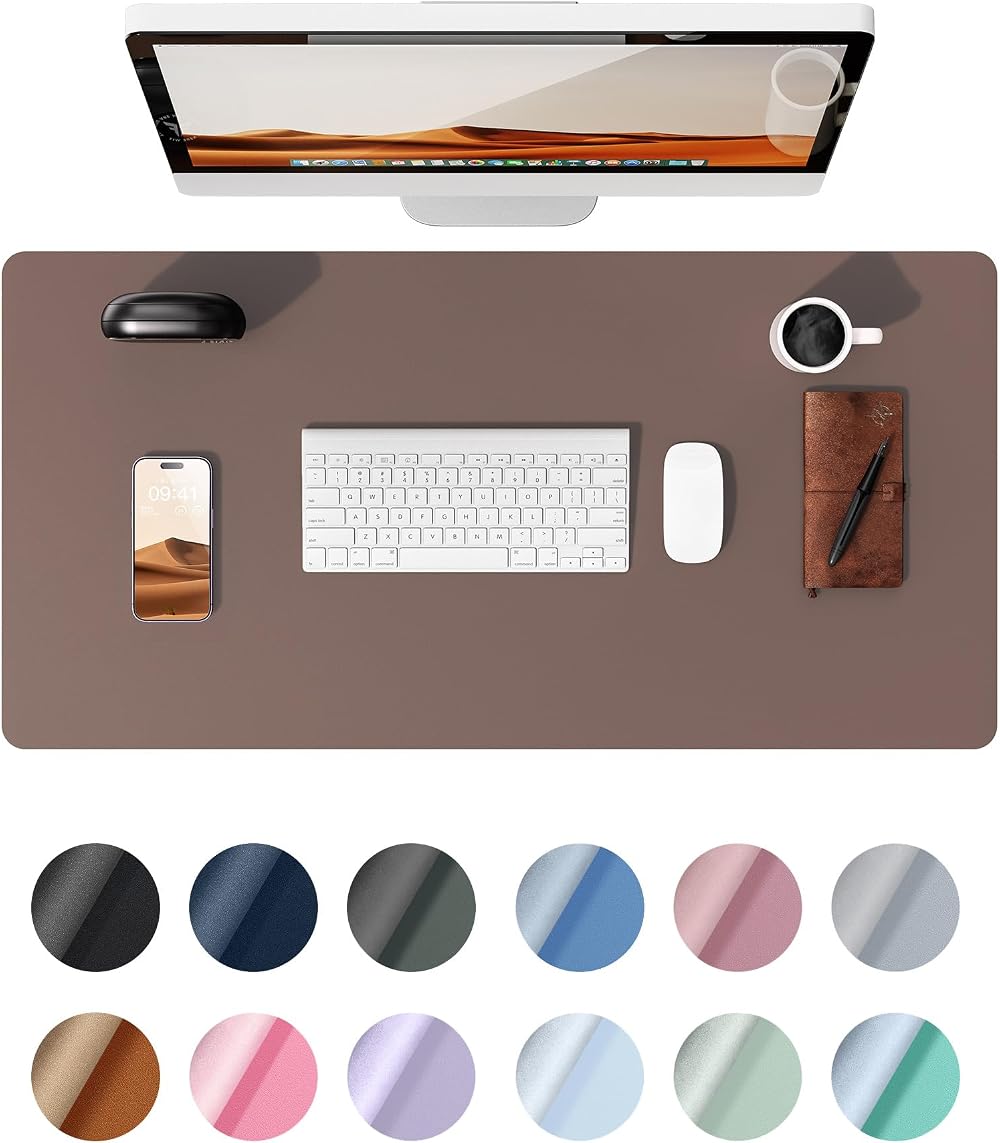 YSAGi Leather Desk Mat Large 80x40 cm Non-Slip Waterproof Chocolate