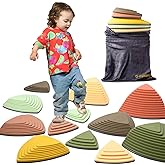 makarci Stepping Stones for Kids 12pcs Obstacle Courses Play Indoor Outdoor, Full Rubber Rim Plastic Hilltop for Kids Balance and Integration Improvement Age 3 4 5 6 7 8 + (Forest)