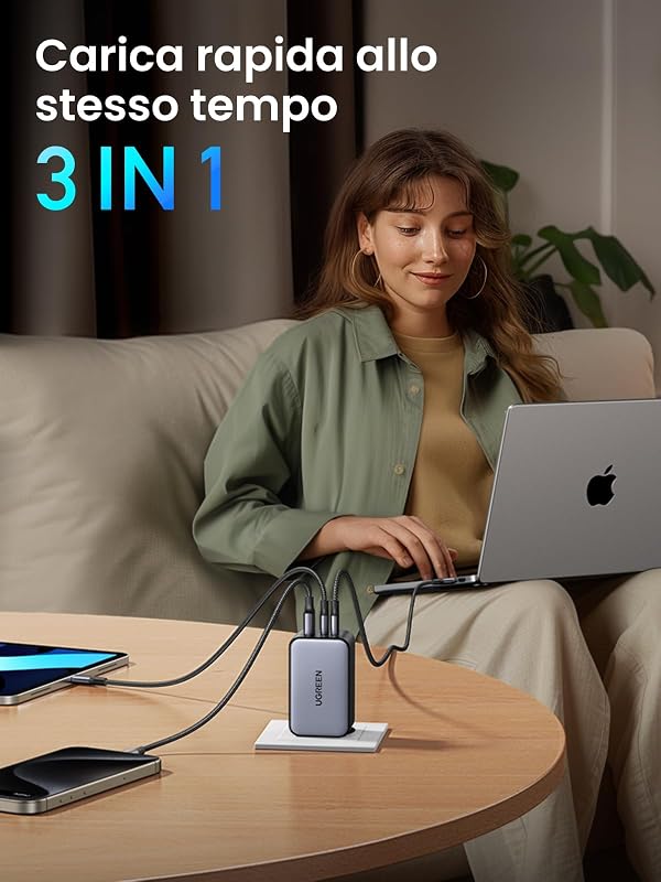Nexode 100W Caricatore USB C Caricabatteria Multiporte GAN