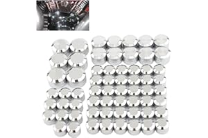 JIATABAN Motorcycle Bolt Covers Engine Head Bolt Toppers Caps Kit for Harley 2017-2024 Touring Road King Street Glide Road Glide Electra Glide 2018-2024 Softail Fat Bob Street Bob Lowrider S 114 (Chrome)