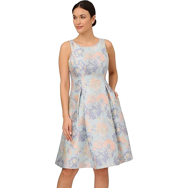 Amazon.com: Adrianna Papell Women's Pearl Trimmed Jacquard Dress