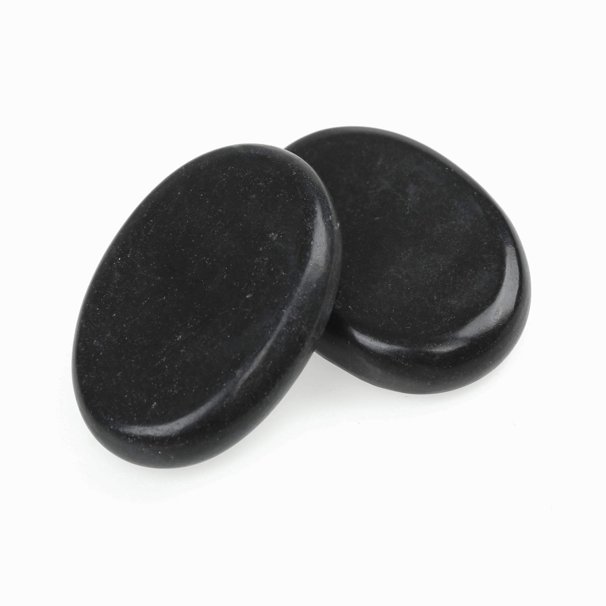 Windfulogo 2Pcs Professional Hot Massage Stones Set Natural Lava Heated Stones Basalt Warmer Rock for Spa, Massage Therapy (3.14 x 2.36 in)