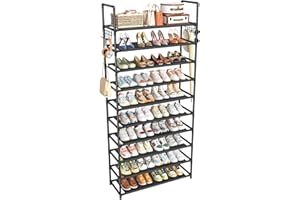 Simple Trending Shoe Rack Storage Holds 40 Pairs, Large Capacity Tall Shoe Organizer Shelf for Closet Entryway, Black